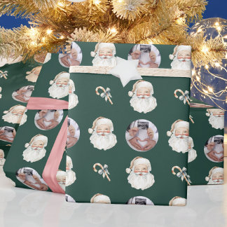 Papier Cadeau Pregnancy Reveal Santa Custom Photo Christmas