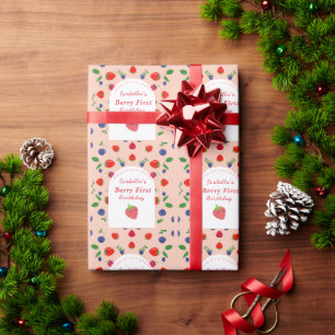 Papier Cadeau Premier Anniversaire de Strawber Berry