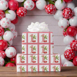 Papier Cadeau Premier anniversaire rouge à carreaux de bébé