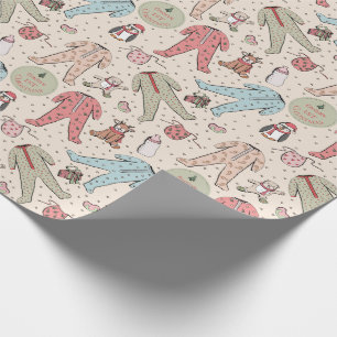 Papier Cadeau Premier Noël personnalisé de bébé en crème mignonn