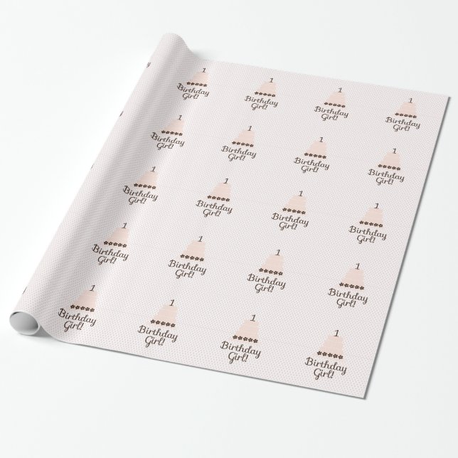 Papier Cadeau Premier papier d'emballage d'anniversaire {fille} (Déroulé)