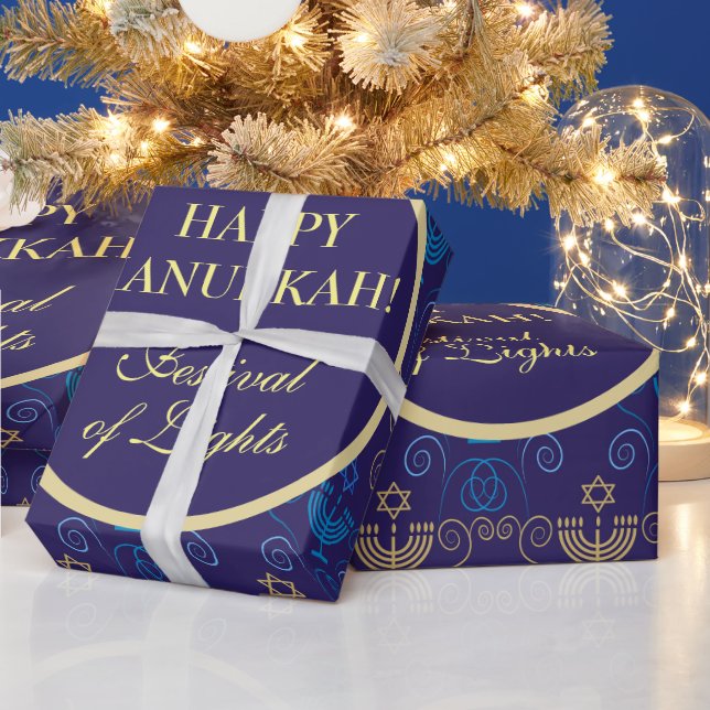 Papier Cadeau Première bougie du Festival des Lumières d'Hanoukk (Vacances)