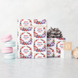 Papier Cadeau Première fête de fraises d'anniversaire du Berry d