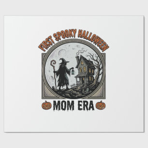 Papier Cadeau Première Maman Halloween Gravure Vintage Sorcière