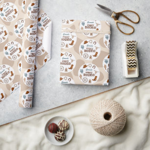 Papier Cadeau Première Rodéo Western Brown Garçon 1er anniversai