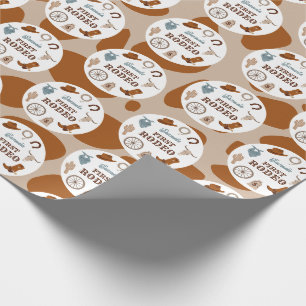 Papier Cadeau Première Rodéo Western Brown Garçon 1er anniversai