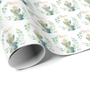 Papier Cadeau Première Sainte Communion Élégante Eucalyptus cath