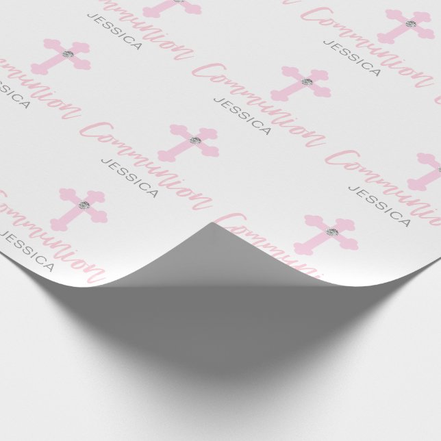Papier Cadeau Première sainte communion personnalisée de fille (Coin)