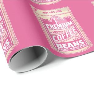 Papier Cadeau Premium espresso café haricots rose nourriture pop