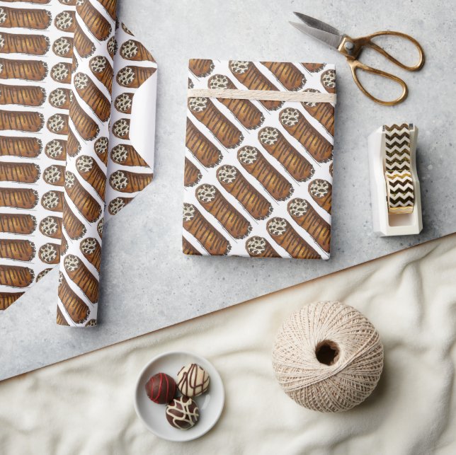 Papier Cadeau Prenez La Pâtisserie Cannoli Italienne Chocolat Ch (Artisanat)