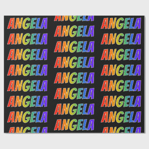Papier Cadeau Prénom arc-en-ciel "ANGELA"; Amusant et coloré