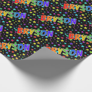 Papier Cadeau Prénom Arc-en-ciel "BRYSON" + Étoiles