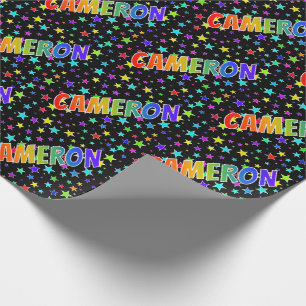 Papier Cadeau Prénom arc-en-ciel "CAMERON" + Étoiles