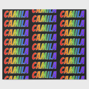 Papier Cadeau Prénom arc-en-ciel "CAMILA"; Amusant et coloré