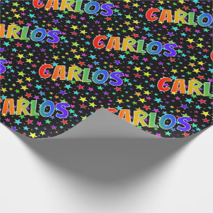 Papier Cadeau Prénom arc-en-ciel "CARLOS" + Stars