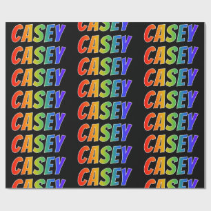 Papier Cadeau Prénom arc-en-ciel "CASEY"; Amusant et coloré