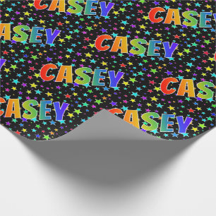 Papier Cadeau Prénom arc-en-ciel "CASEY" + Étoiles