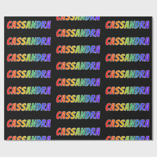 Papier Cadeau Prénom arc-en-ciel "CASSANDRA"; Amusant et Coloré