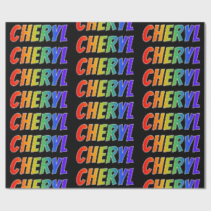 Papier Cadeau Prénom arc-en-ciel "CHERYL"; Amusant et Coloré