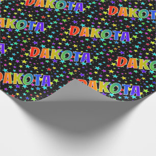 Papier Cadeau Prénom arc-en-ciel "DAKOTA" + Étoiles