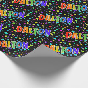 Papier Cadeau Prénom arc-en-ciel "DALTON" + Étoiles