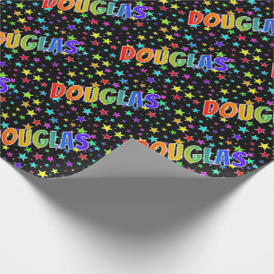 Papier Cadeau Prénom Arc-en-ciel "DOUGLAS" + Étoiles