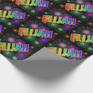 Papier Cadeau Prénom Arc-en-ciel "ELIJAH" + Feu d'artifice