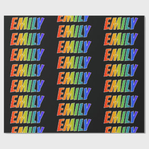 Papier Cadeau Prénom arc-en-ciel "EMILY"; Amusant et coloré