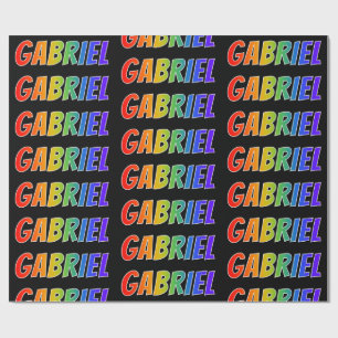 Papier Cadeau Prénom arc-en-ciel "GABRIEL"; Amusant et coloré