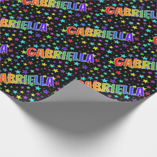 Papier Cadeau Prénom Arc-en-ciel "GABRIELLA" + Étoiles