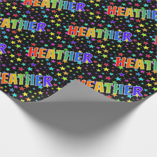 Papier Cadeau Prénom arc-en-ciel "HEATHER" + Stars