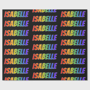 Papier Cadeau Prénom arc-en-ciel "ISABELLE"; Amusant et coloré