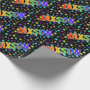 Papier Cadeau Prénom Arc-en-ciel "JAXSON" + Étoiles