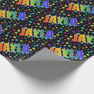 Papier Cadeau Prénom Arc-en-ciel "JAYLA" + Étoiles
