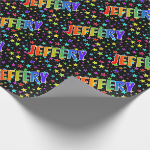 Papier Cadeau Prénom arc-en-ciel "JEFFERY" + Stars
