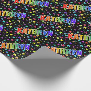 Papier Cadeau Prénom Arc-en-ciel "KATHRYN" + Étoiles
