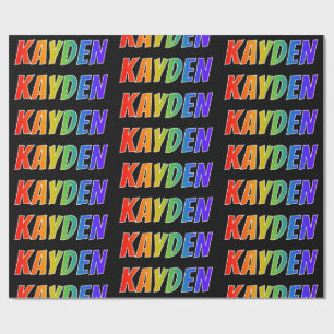 Papier Cadeau Prénom arc-en-ciel "KAYDEN"; Amusant et coloré