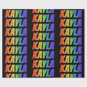 Papier Cadeau Prénom arc-en-ciel "KAYLA"; Amusant et coloré