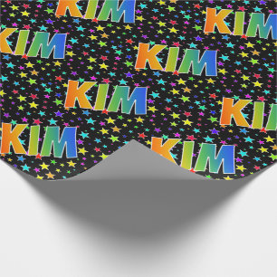 Papier Cadeau Prénom arc-en-ciel "KIM" + Stars