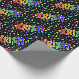 Papier Cadeau Prénom arc-en-ciel "KRISTI" + Stars