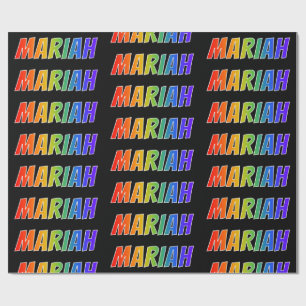 Papier Cadeau Prénom arc-en-ciel "MARIAH"; Amusant et coloré