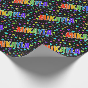Papier Cadeau Prénom Arc-en-ciel "MIKAYLA" + Étoiles