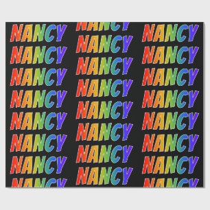 Papier Cadeau Prénom Arc-en-ciel "NANCY"; Amusant et coloré