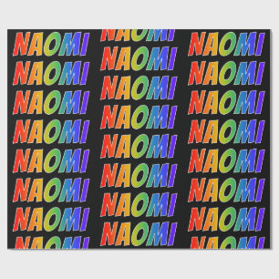 Papier Cadeau Prénom arc-en-ciel "NAOMI"; Amusant et coloré