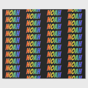 Papier Cadeau Prénom arc-en-ciel "NOAH"; Amusant et coloré
