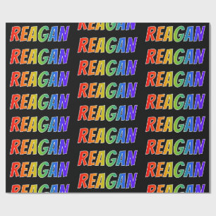 Papier Cadeau Prénom arc-en-ciel "REAGAN"; Amusant et coloré