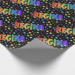 Papier Cadeau Prénom Arc-en-ciel "REGINA" + Étoiles