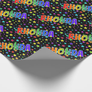 Papier Cadeau Prénom Arc-en-ciel "RHONDA" + Étoiles