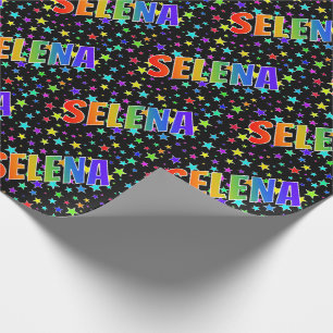 Papier Cadeau Prénom arc-en-ciel "SELENA" + Étoiles
