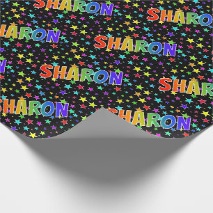 Papier Cadeau Prénom Arc-en-ciel "SHARON" + Étoiles